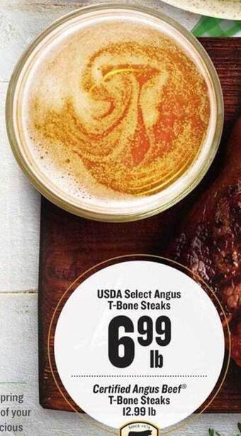 Lowes Foods Usda Select Angus T-bone Steaks, Certified Angus Beef T-bone Steaks offer