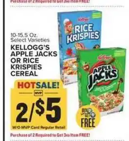 Food Lion Kellogg's Apple Jacks Or Rice Krispies Cereal offer