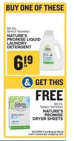 Food Lion Nature's Promise Liquid Laundry Detergent , Nature Promise Dryer Sheets offer