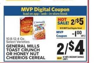 Food Lion General Mills Toast Crunch Or Honey Nut Cheerios Cereal offer