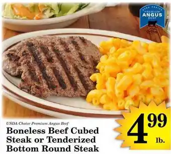 Harvest Foods USDA Choice Premium Angus Beef Boneless Beef Cubed Steak Or Tenderized Bottom Round Steak offer