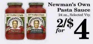 Harvest Foods Newman's Own Pasta Sauce offer