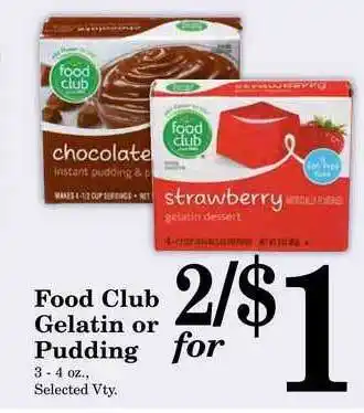 Harvest Foods Food Club Gelantin Or Pudding offer