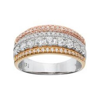 Kohl's Simply vera vera wang tri tone 14k gold 1 carat t.w. diamond multi row anniversary ring offer