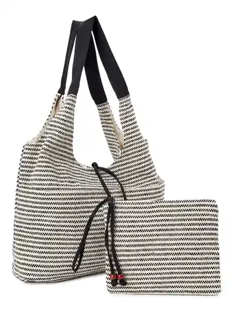 Walmart Time and Tru Women's Woven Beach Tote and Pouch, 2-Piece Set offer