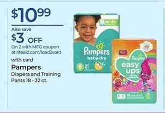 Rite Aid Pampers Diapers And Training Pants offer