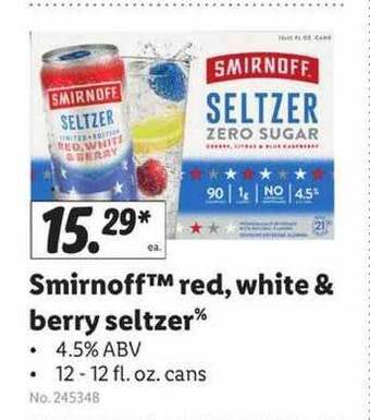 Lidl Smirnoff Red White & Berry Seltzer offer