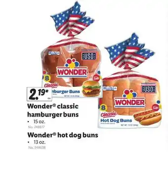 Lidl Wonder Classic Hamburger Buns Wonder Hot Dog Buns offer