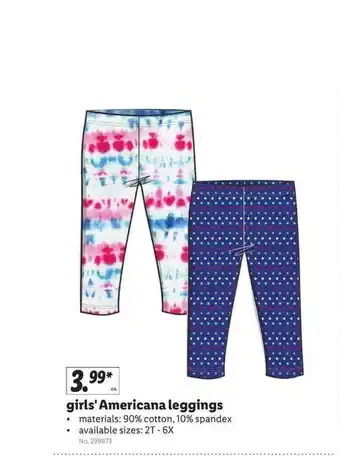 Lidl Girls'americana Leggings offer