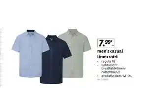 Lidl Men's Casual Linen Shirt offer