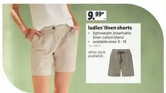Lidl Ladies'linen Shorts offer