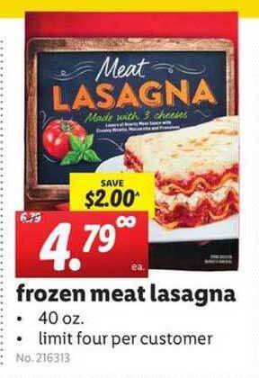 Lidl Frozen Meat Lasagna offer