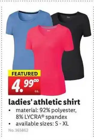 Lidl Ladies'athletic Shirt offer