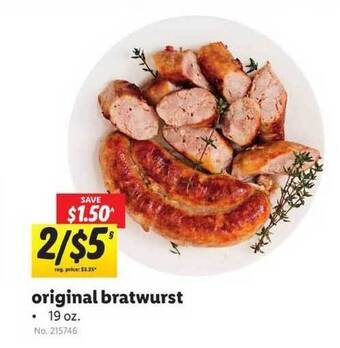 Lidl Original Bratwurst offer