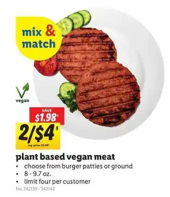 Lidl Plant Based Vegan Meat offer