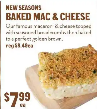 New Seasons Market New Seasons Baked Mac & Cheese offer