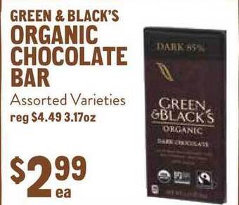 New Seasons Market Green & Black's Organic Chocolate Bar offer