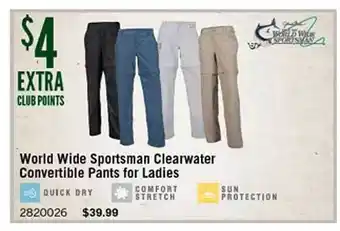 Bass Pro World Wide Sportsman Clearwater Convertible Pants For Ladies offer