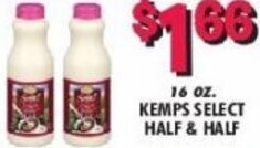 Miners County Market 16 oz. Kemps Select Half & Half offer