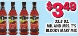 Miners County Market 33.8 oz. Mr. And Mrs. T'S Bloody Mary Mix offer