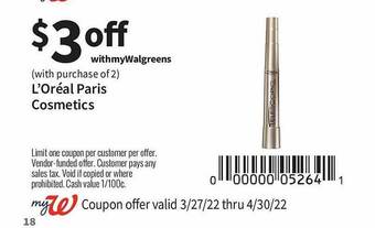 Walgreens L'oréal Paris Cosmetics offer
