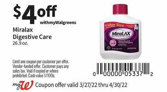 Walgreens Miralax Digestive Care offer