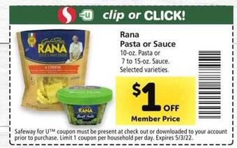 Safeway Rana Pasta Or Sauce offer