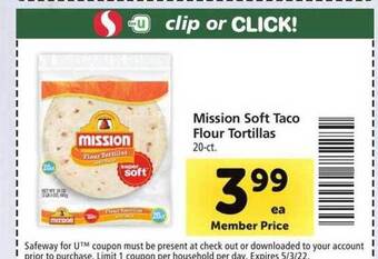 Safeway Mission Soft Taco Flour Tortillas offer