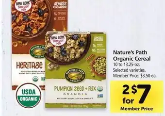 Safeway Nature's Path Organic Cereal Selected Varieties offer