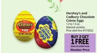 Safeway Hershey's And Cadbury Chocolate Crème Eggs Selected Varieties offer