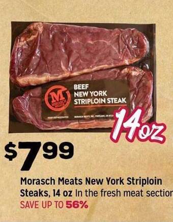 Grocery Outlet Morasch Meats New York Striploin Steaks offer