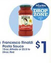 Price Rite Francesco Rinaldi Pasta Sauce offer