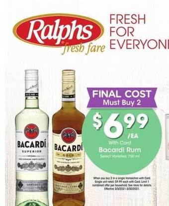 Ralphs Bacardi Rum offer