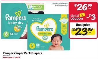 Winn Dixie Pampers Super Pack Diapers offer
