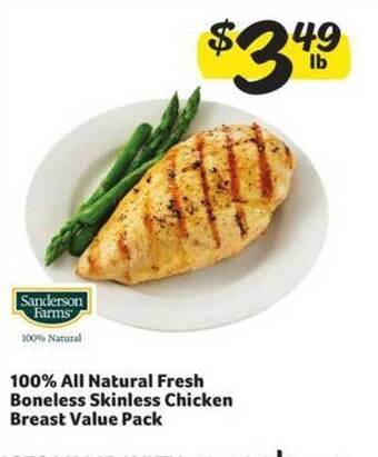 Winn Dixie 100% All Natural Fresh Boneless Skinless Chicken Breast Value Pack offer