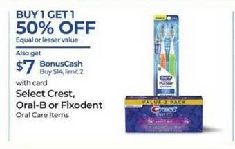 Rite Aid Crest, Oral-b Or Fixodent offer