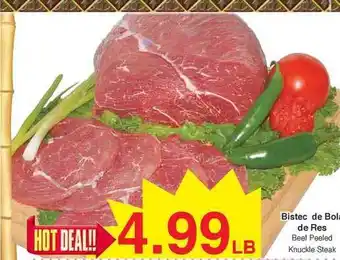 Arteagas Food Center Bistec De Bol De Res Beef Peeled Knuckle Steak offer
