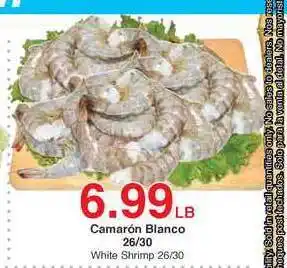 Arteagas Food Center Camaron Blanco 26-30 White Shrimp 26-30 offer