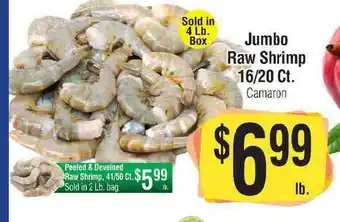 Jumbo Raw Shrimp16-20 Ct. Camaron
