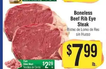 Big Saver Foods Boneless Beef Rib Eye Steak Bistec De Lomo De Res Sin Hueso offer