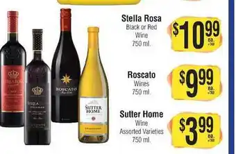 Stella Rosa Black Or Red Wine , Roscato Wines , Sutter Home Wine