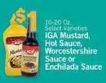 IGA IGA Mustard, Hot Sauce, Worcestershire Sauce Or Enchilada Sauce offer