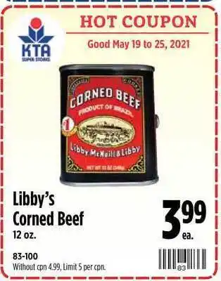 KTA Super Stores Libby's Corned Beef offer