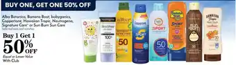 Pavilions Alba Botanica, Banna Boat, Babyganics, Coppertone, Hawaiian Tropic, Neutrogena, Signature Care Or Sun Bum Sun Care offer