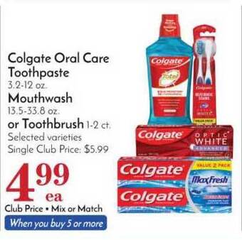 Pavilions Colgate Oral Care Toothpaste Mouthwash Or Toothbrush offer