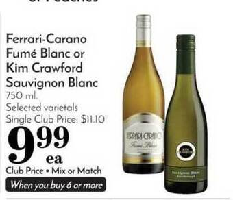 Pavilions Ferrari-carano Fumé Blanc Or Kim Crawford Sauvignon Blanc offer