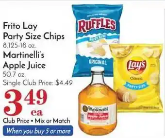 Pavilions Frito Lay Party Size Chips Martinelli's Apple Juice offer
