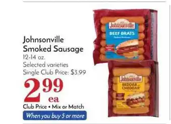 Pavilions Johnsonville Smoked Sausage offer