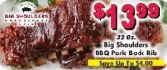Miners County Market 32 oz. Big Shoulders BBQ Pork Back Rib offer
