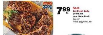 Stater Bros Beef Loin New York Steak offer